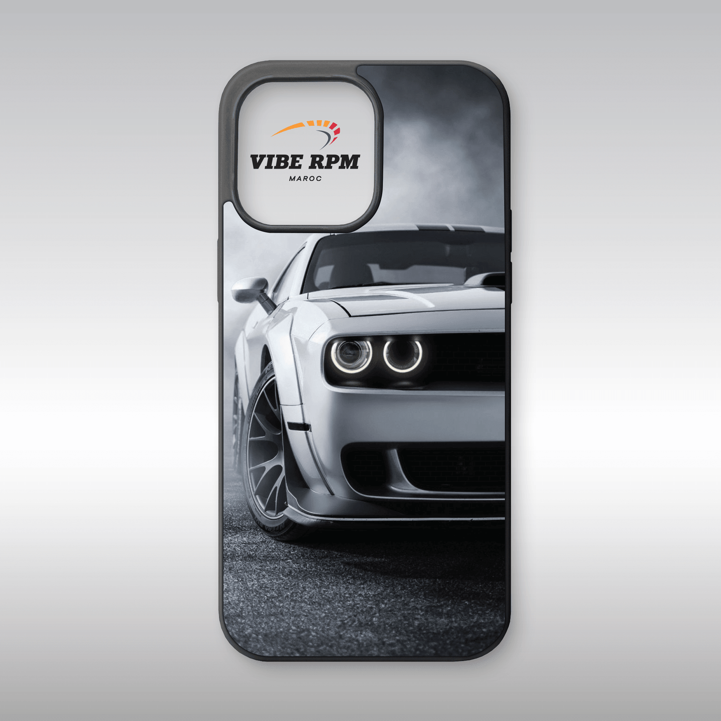 Coque téléphone Dodge VibeRPM, design muscle car, finition matte, silicone premium, protection anti-choc