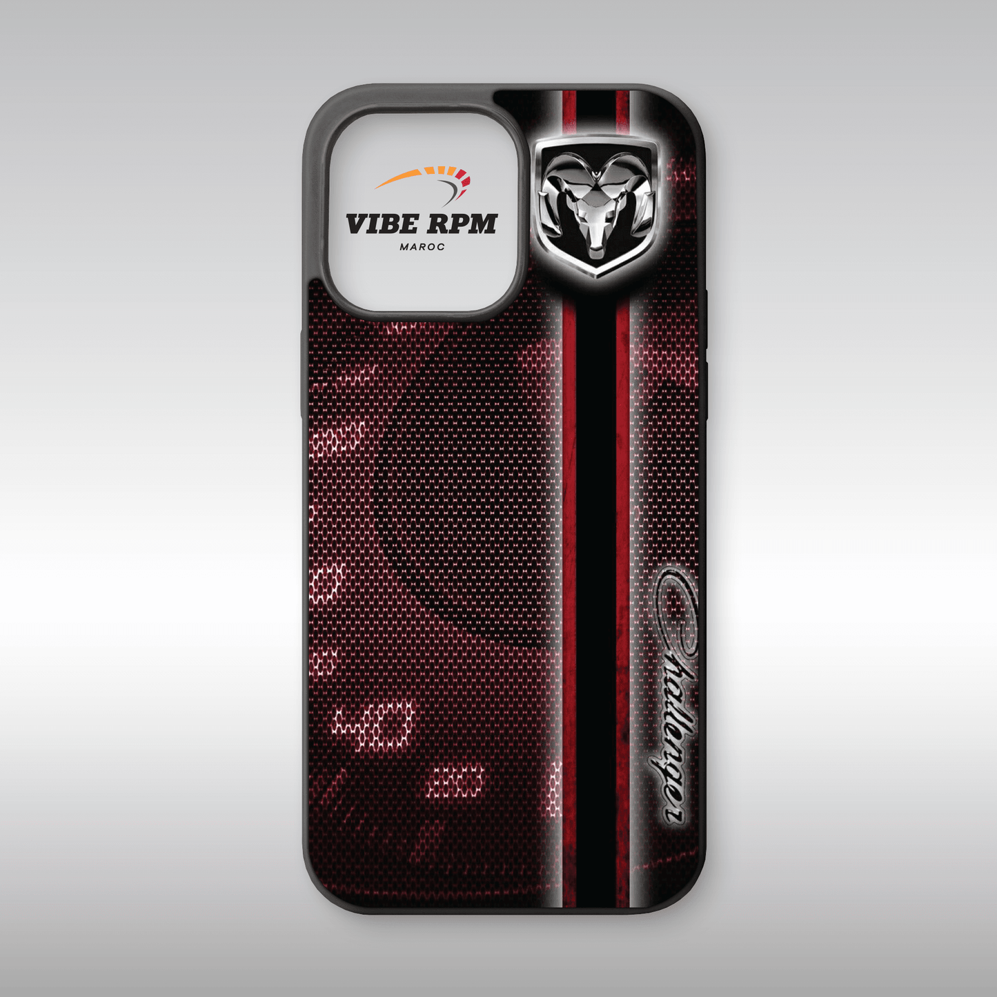 Coque téléphone Dodge VibeRPM, design muscle car, finition matte, protection anti-choc, silicone premium