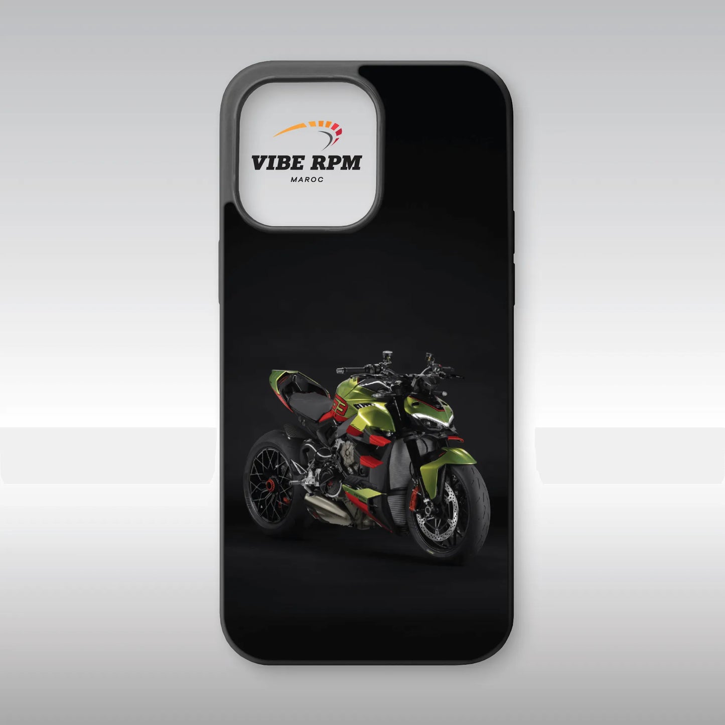 Coque téléphone Ducati Streetfighter V4 VibeRPM, design sportif iconique, finition mate soft-touch, silicone premium, protection anti-chocs