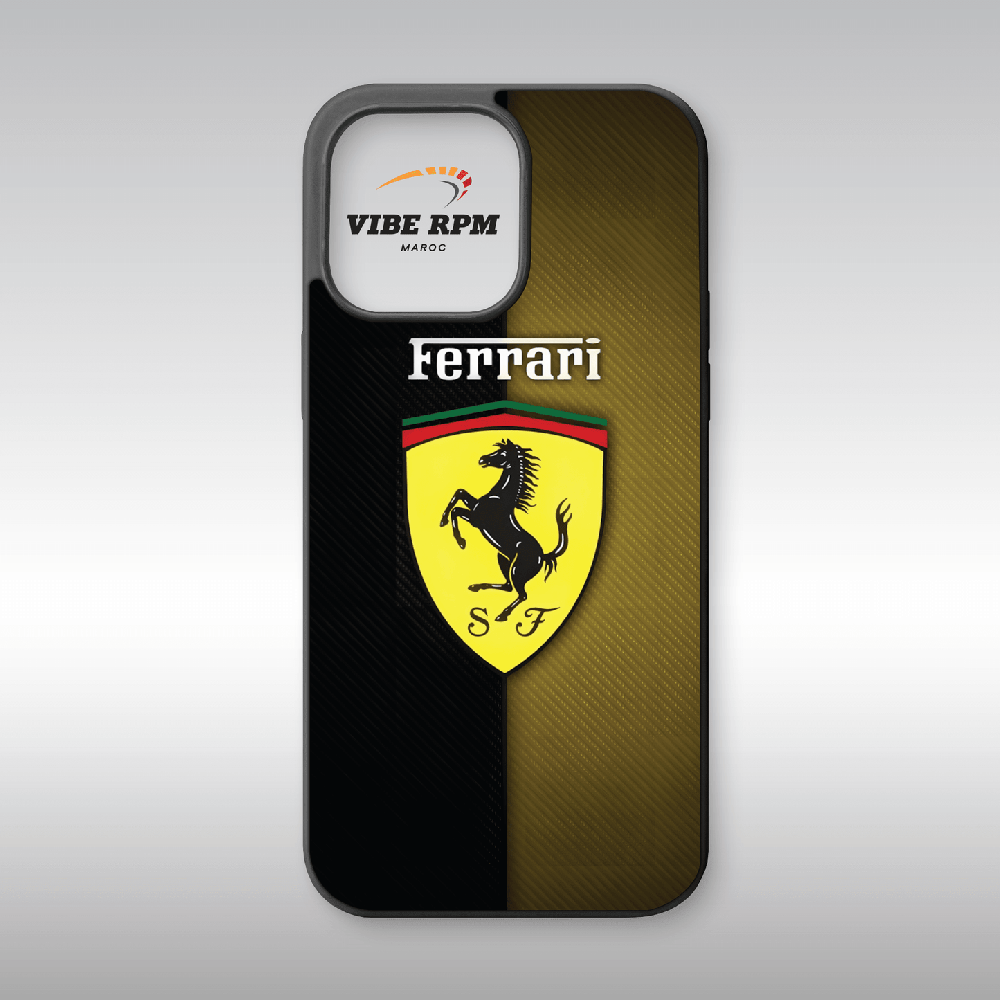 Coque téléphone Ferrari VibeRPM, design iconique et sportif, finition matte, silicone premium, protection anti-chocs, livraison gratuite