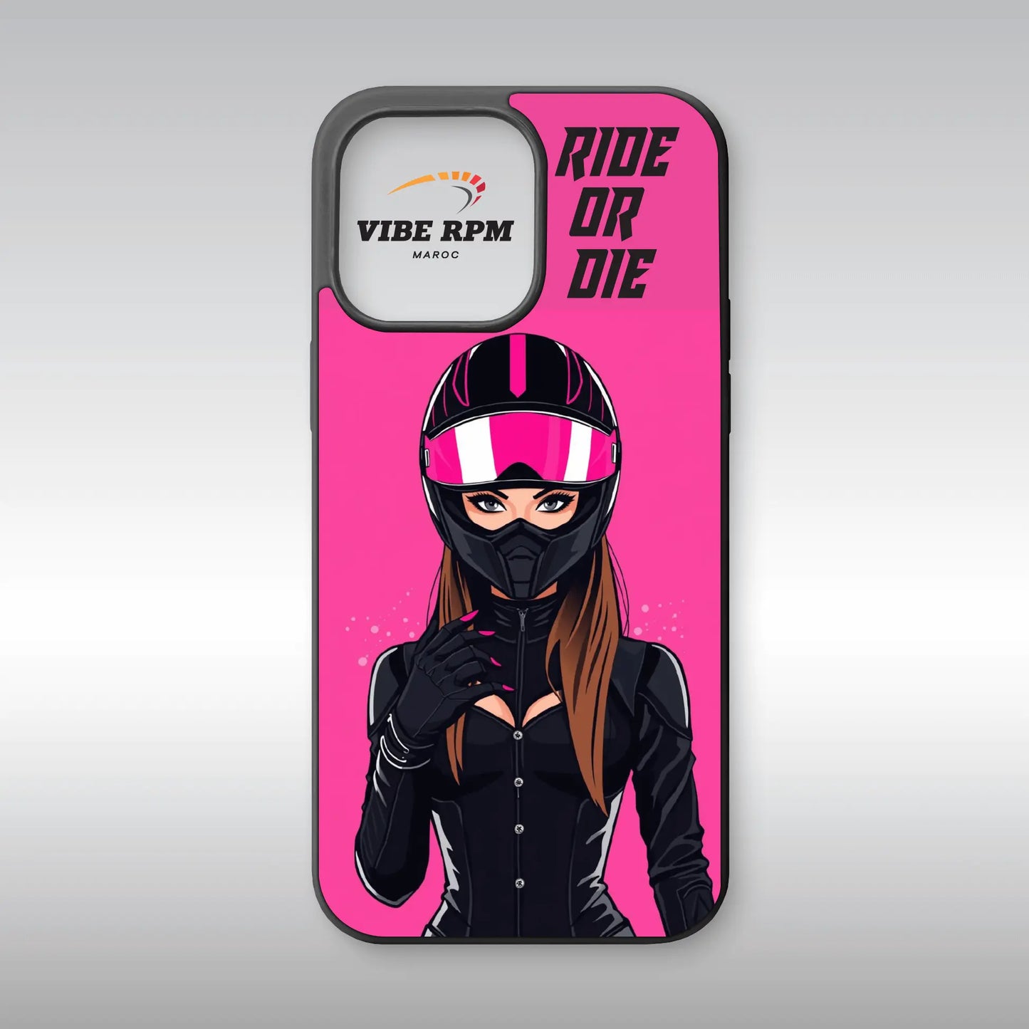 Coque téléphone Ride Or Die VibeRPM, design audacieux, finition mate soft-touch, silicone premium, protection anti-chocs