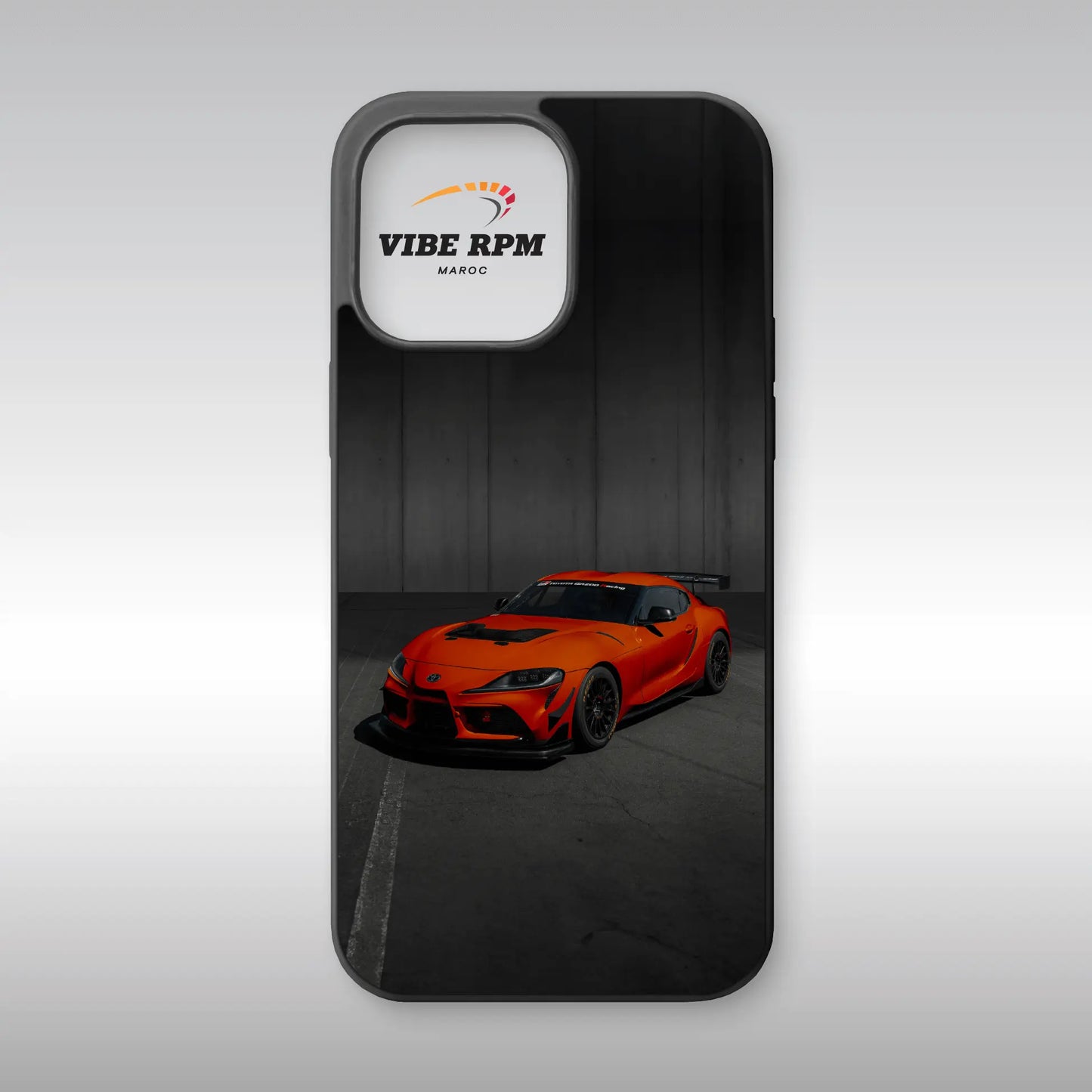 Coque téléphone Toyota GR Supra VibeRPM, design sportif iconique, finition mate soft-touch, silicone premium, protection anti-chocs