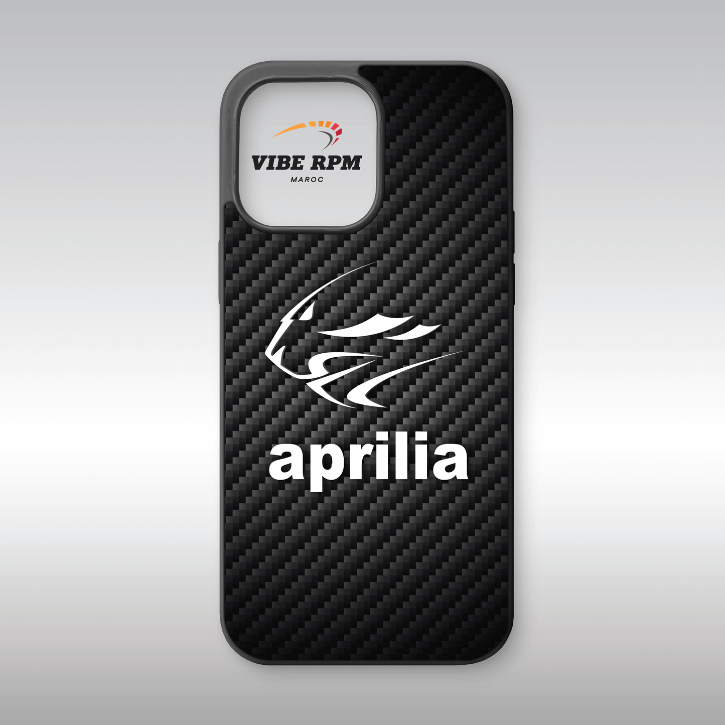 Coque téléphone Aprilia VibeRPM, design italien racing, finition matte, silicone premium, protection anti-chocs, livraison gratuite