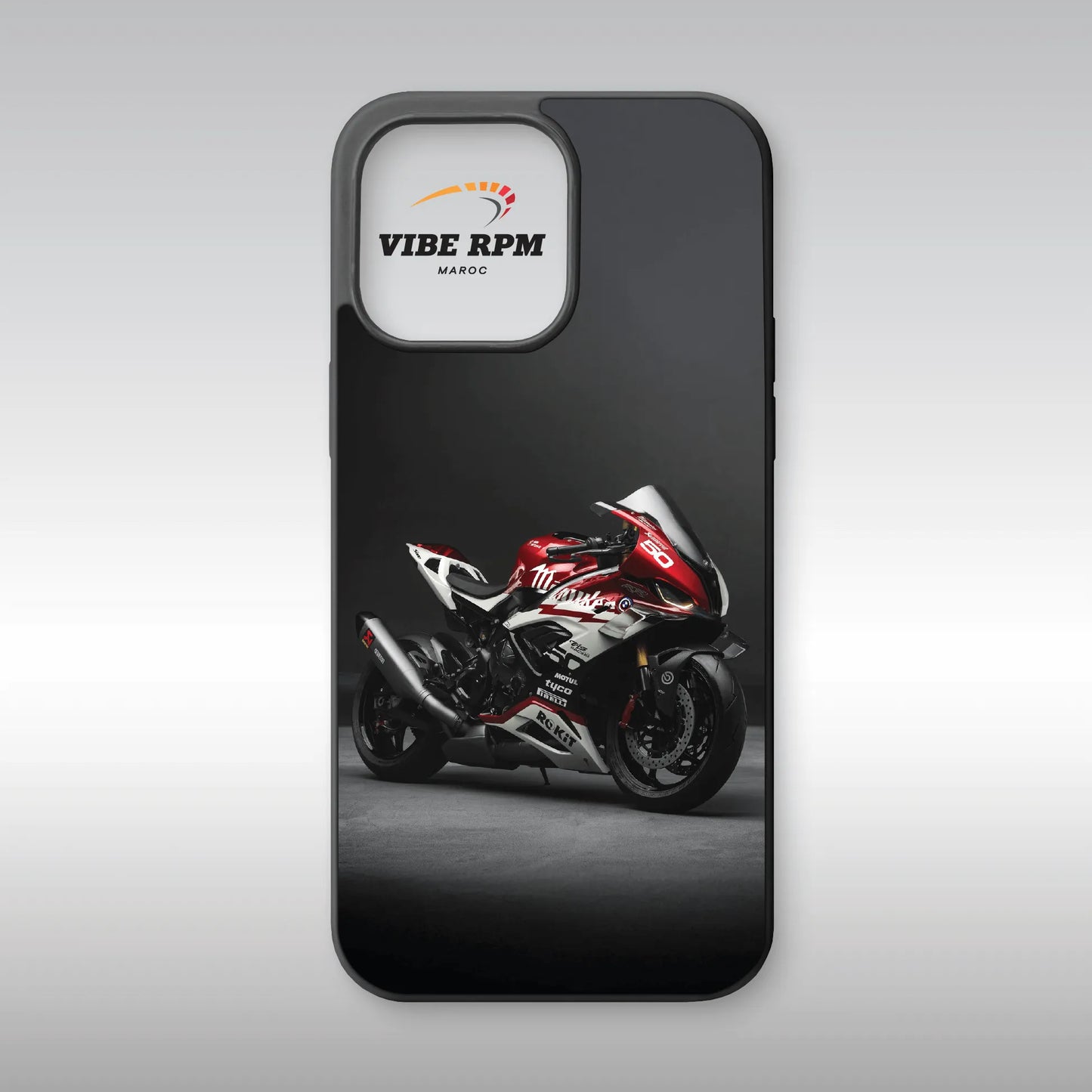 Coque téléphone BMW S1000R VibeRPM, design sportif iconique, finition mate soft-touch, silicone premium, protection anti-chocs