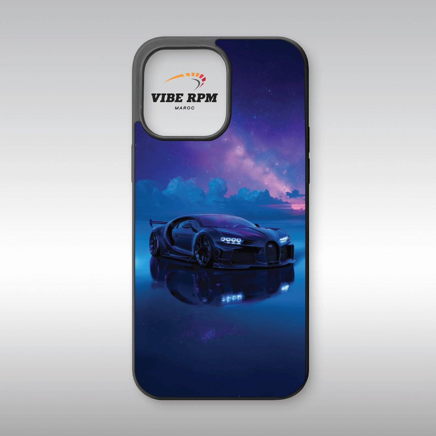 Coque téléphone Bugatti Chiron Hypercar VibeRPM, design automobile ultra-luxe, finition mate soft-touch, silicone premium, protection anti-chocs