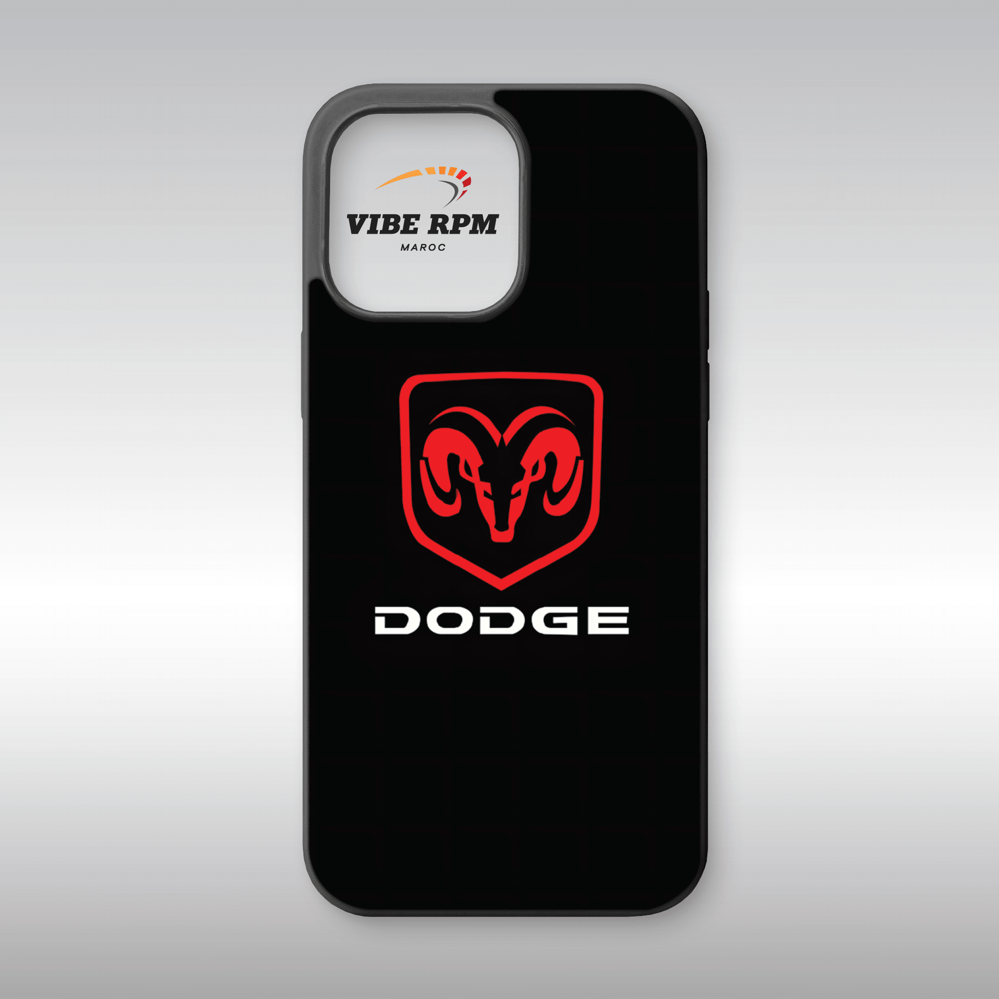 Coque téléphone Dodge VibeRPM, design muscle car américain, finition matte, silicone premium, livraison