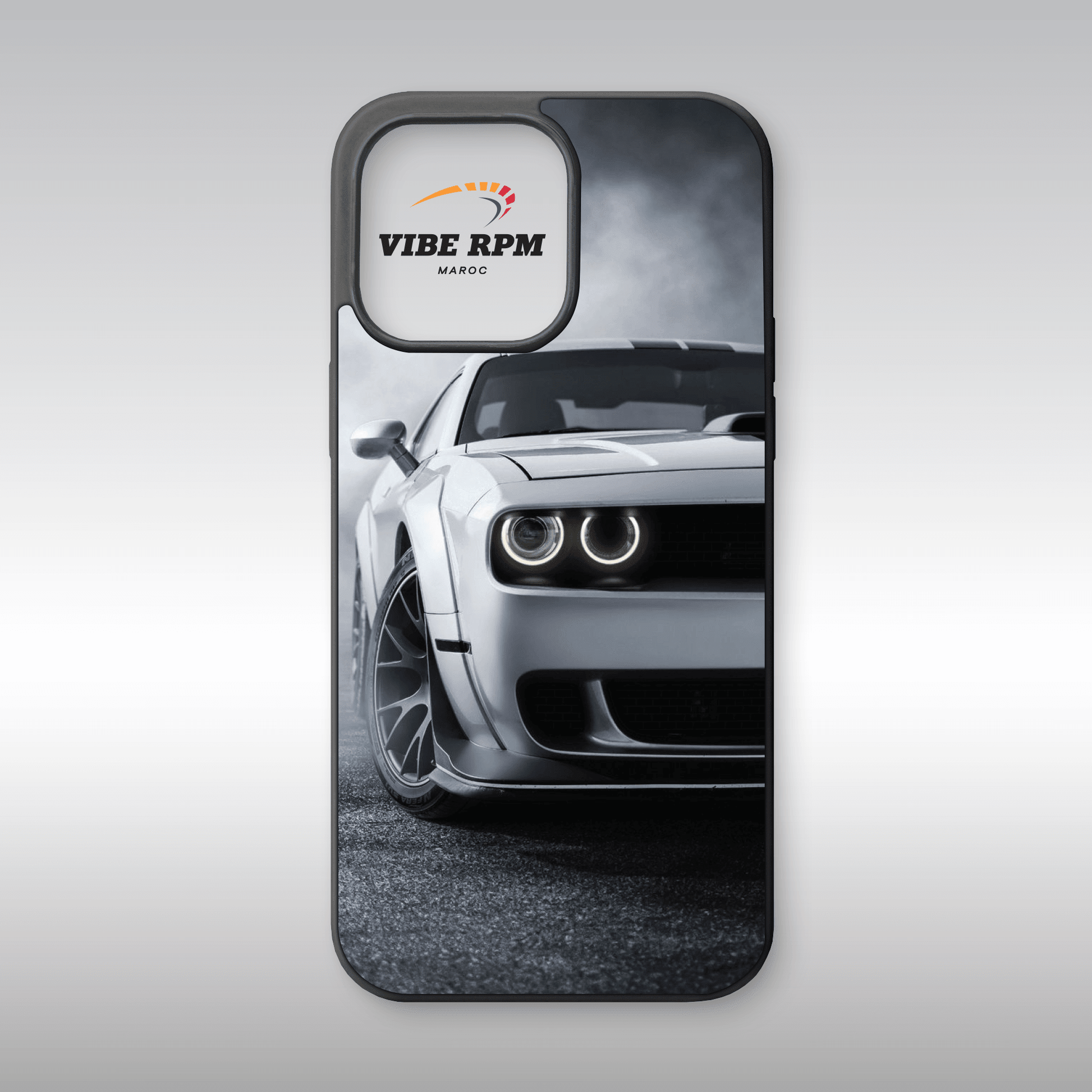 Coque téléphone Dodge VibeRPM, design muscle car, finition matte, silicone premium, protection anti-choc