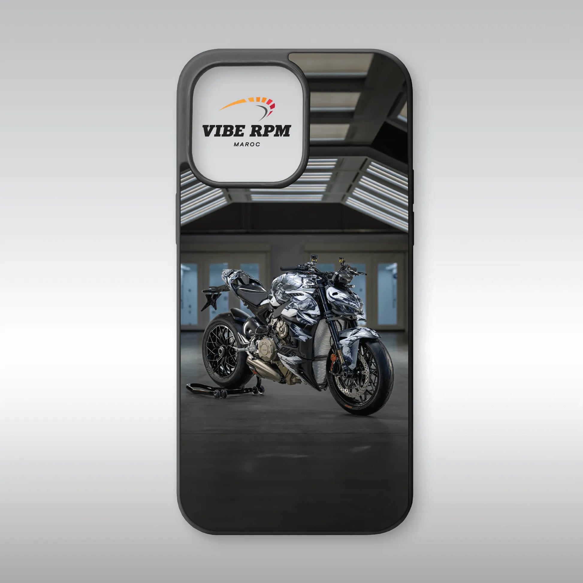 Coque téléphone Ducati Streetfighter V4 VibeRPM, design moto naked iconique, finition mate soft-touch, silicone premium, protection anti-chocs