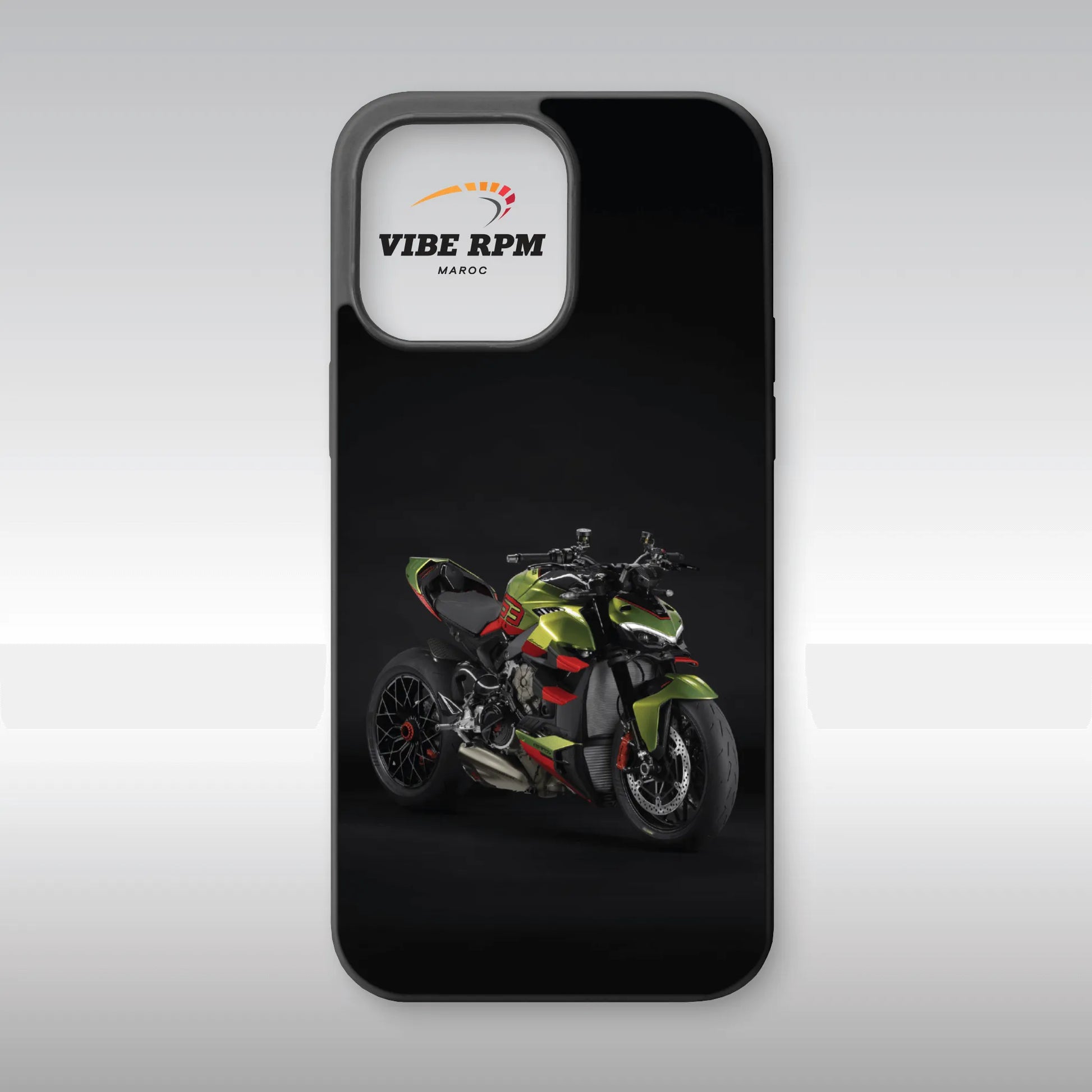 Coque téléphone Ducati Streetfighter V4 VibeRPM, design sportif iconique, finition mate soft-touch, silicone premium, protection anti-chocs
