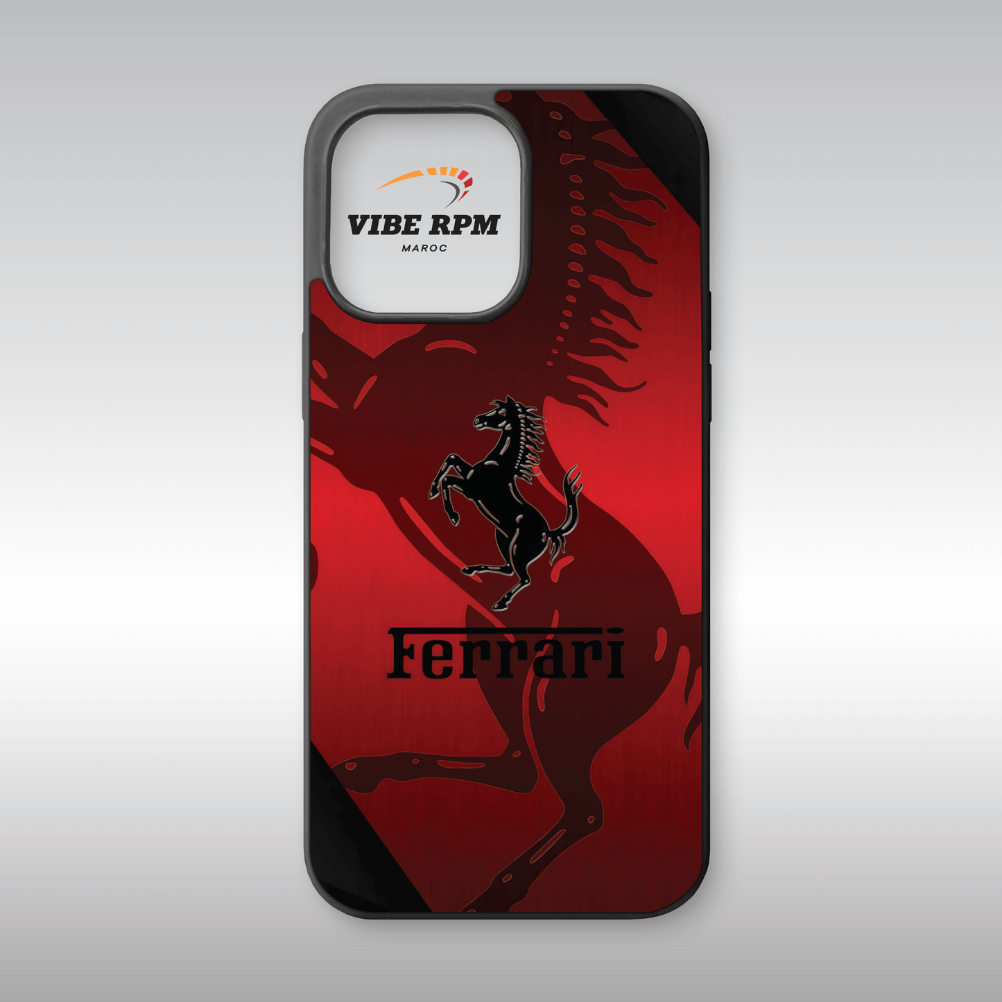 Coque téléphone Ferrari VibeRPM, design luxueux et sportif, finition matte, silicone premium, protection anti-chocs, livraison gratuite