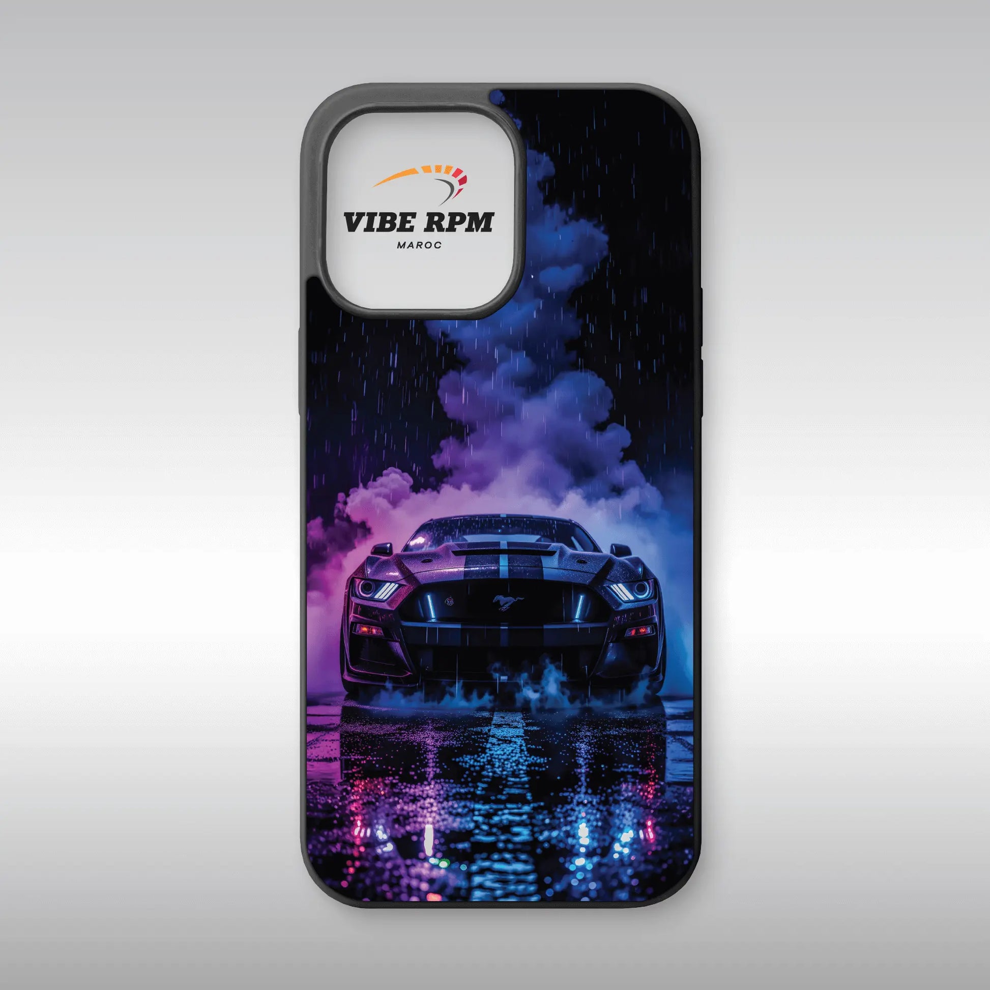 Coque téléphone Ford Mustang VibeRPM, design muscle car américain, finition mate, silicone premium, protection anti-chocs, livraison gratuite