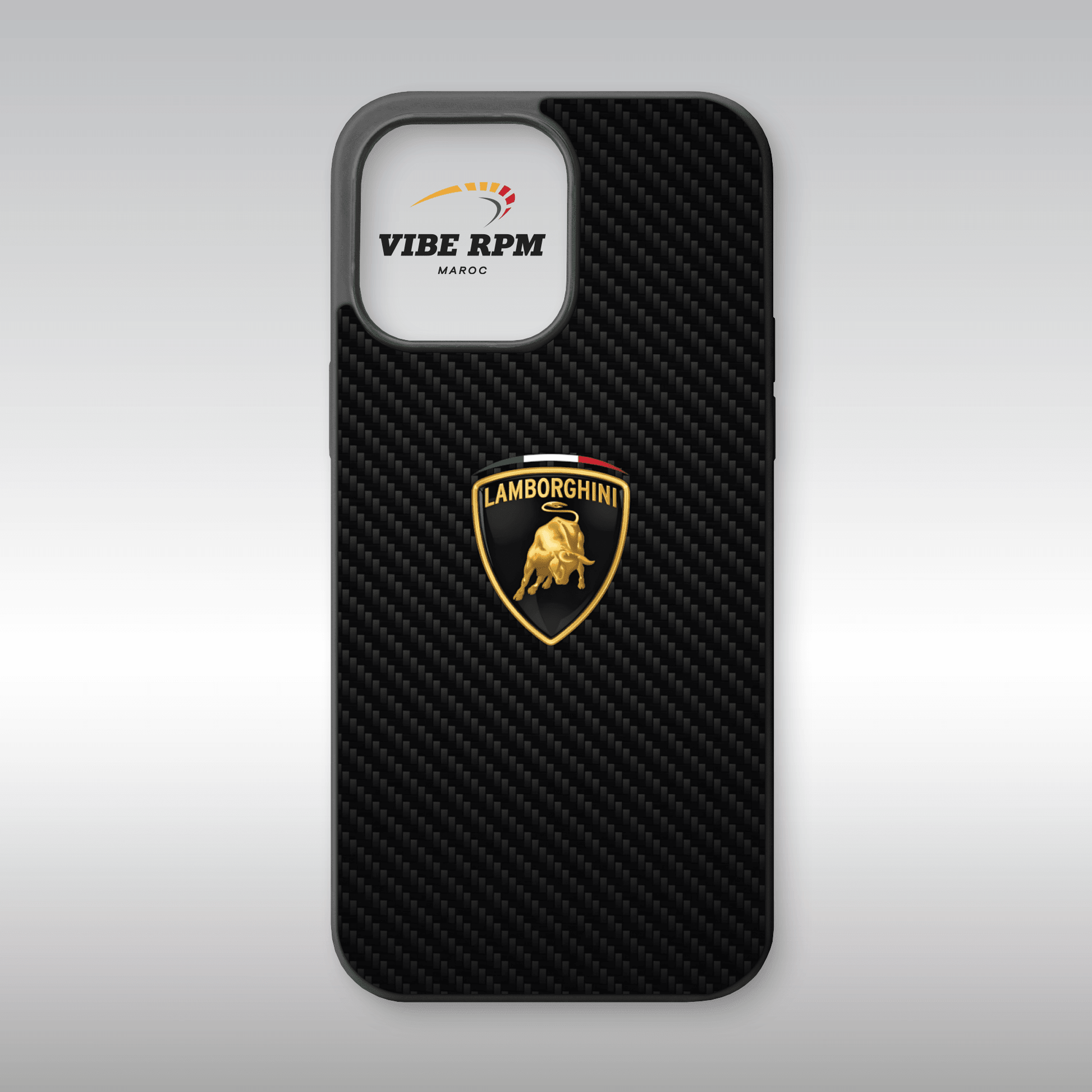 Coque téléphone Lamborghini VibeRPM, design luxueux et sportif, finition matte, silicone premium, protection anti-chocs, livraison gratuite