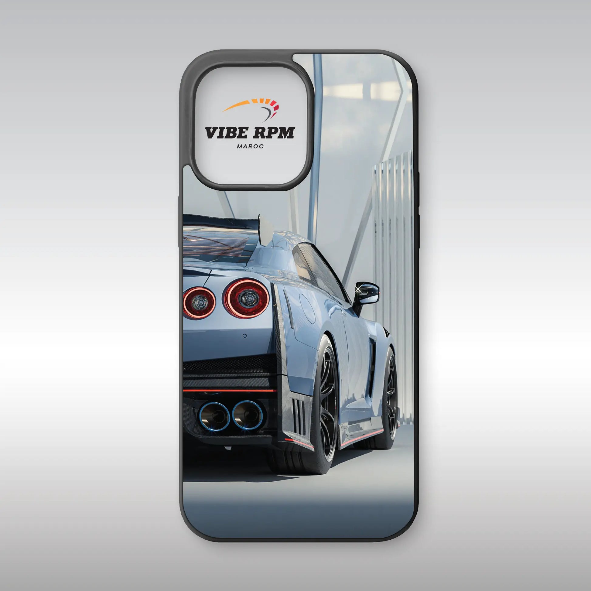 Coque téléphone Nissan GT-R VibeRPM, design JDM sportif, finition mate, silicone premium, protection anti-chocs