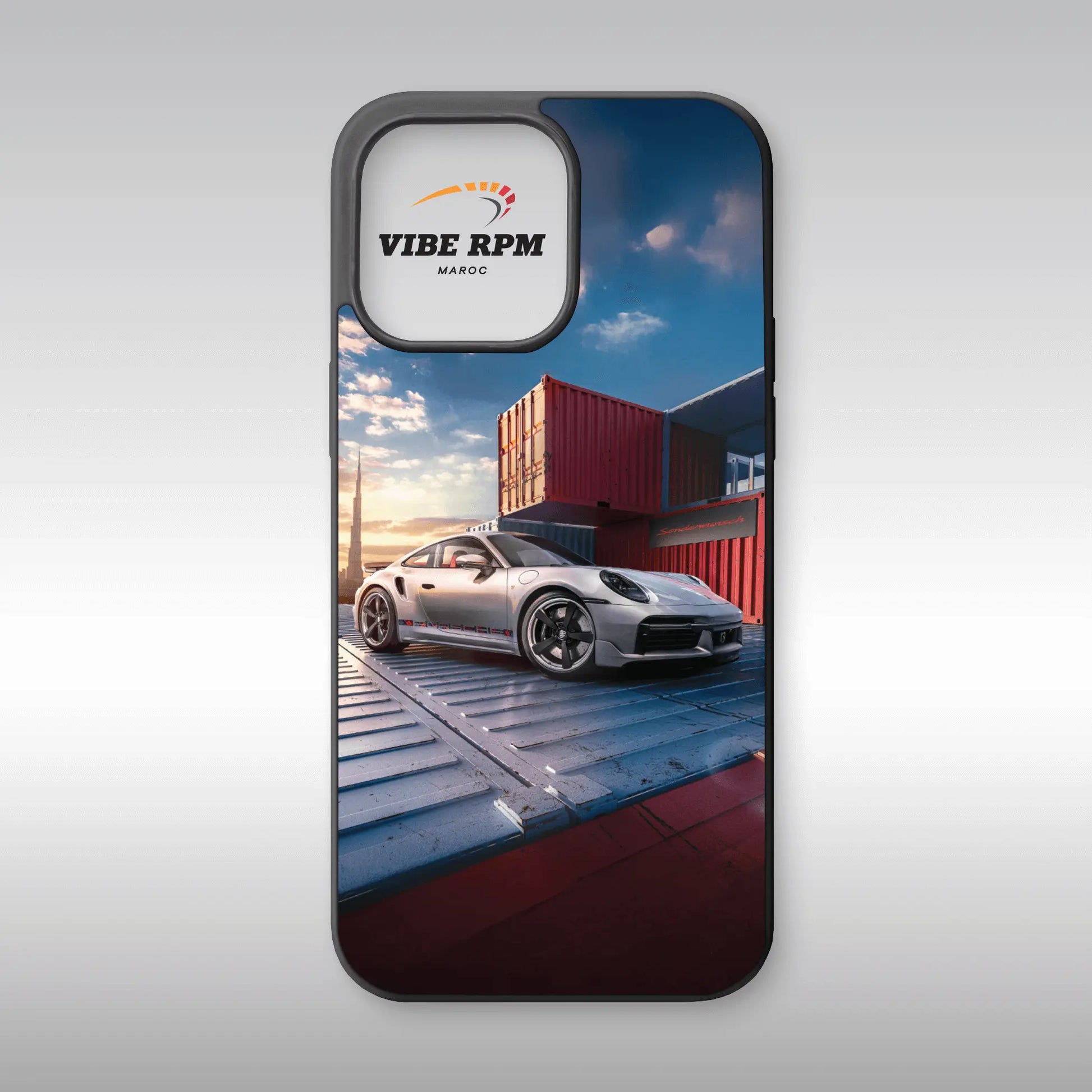 Coque téléphone Porsche 911 Turbo Remastered VibeRPM, design automobile iconique, finition mate soft-touch, silicone premium, protection anti-chocs