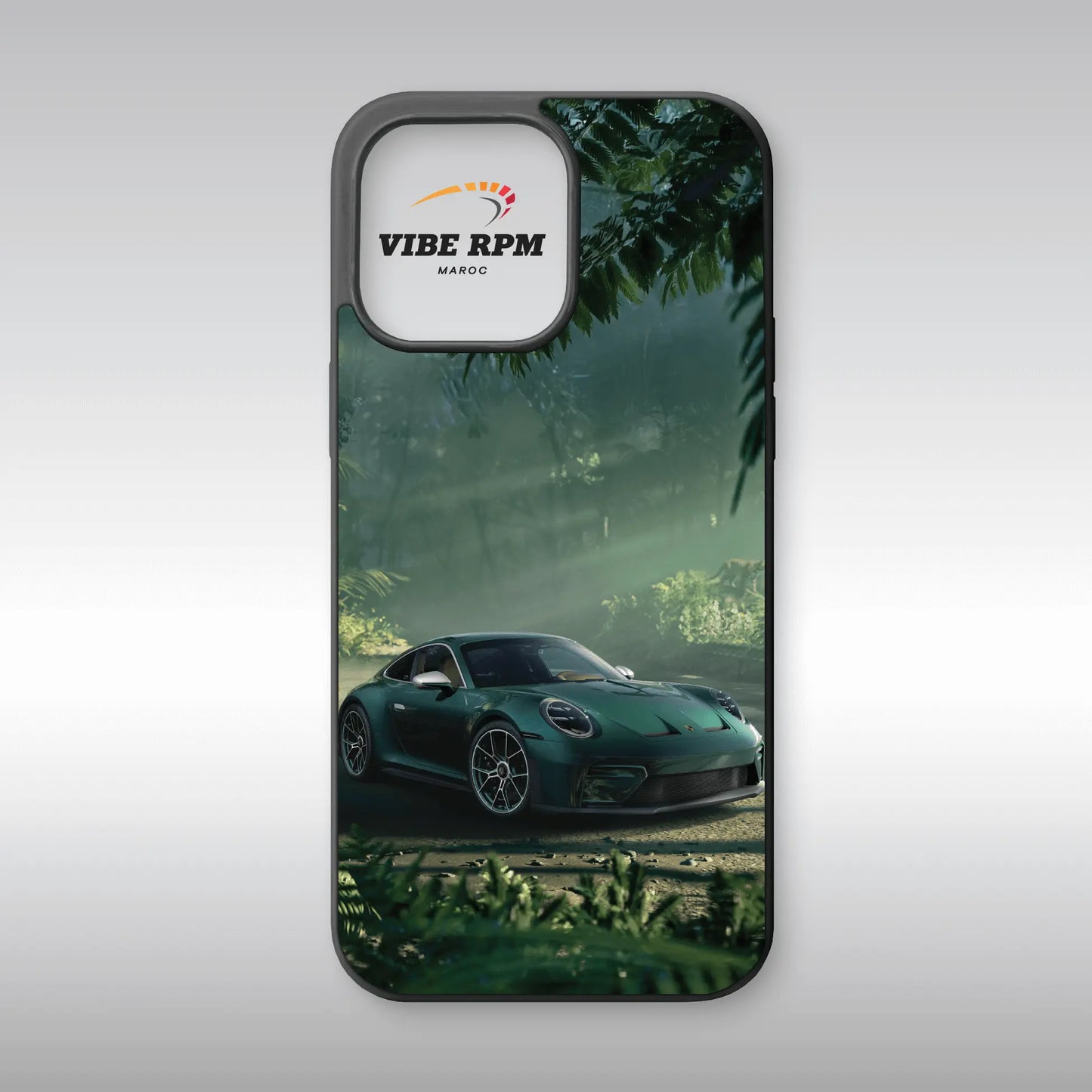 Coque téléphone Porsche VibeRPM, design automobile premium, finition mate, silicone haut de gamme, protection anti-chocs