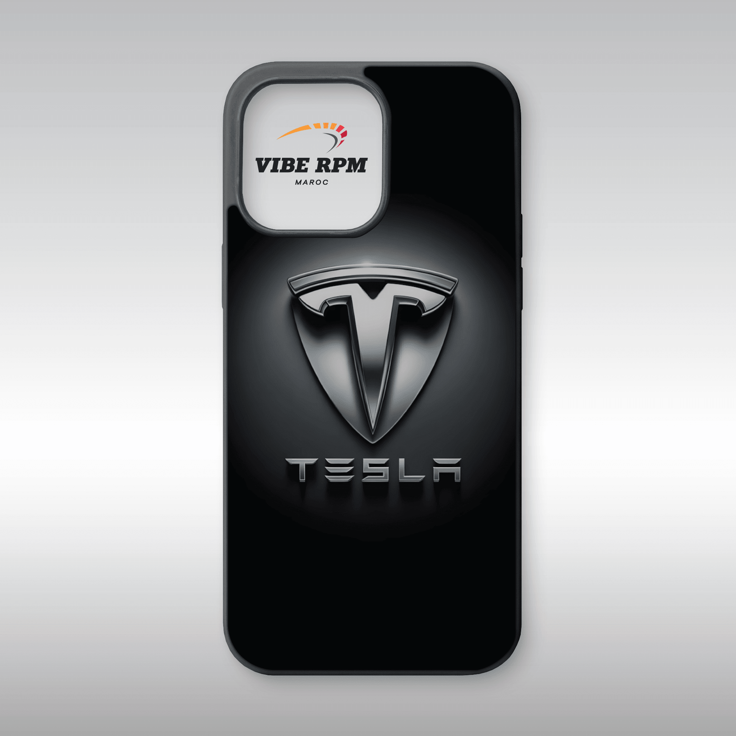 Coque téléphone Tesla VibeRPM, design minimaliste, finition matte, silicone premium, protection anti-choc