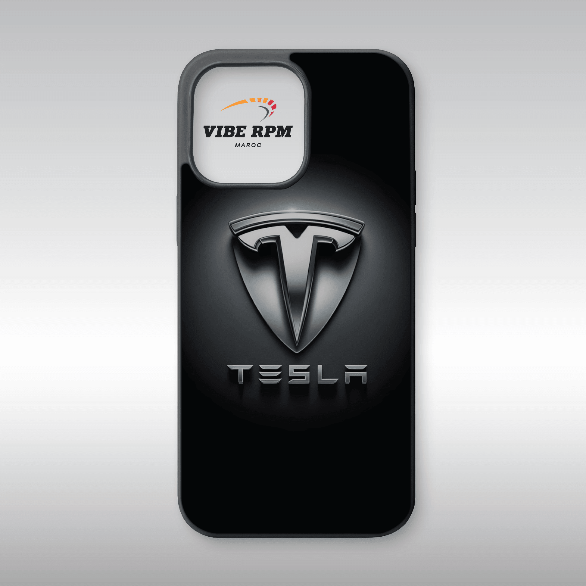 Coque téléphone Tesla VibeRPM, design minimaliste, finition matte, silicone premium, protection anti-choc