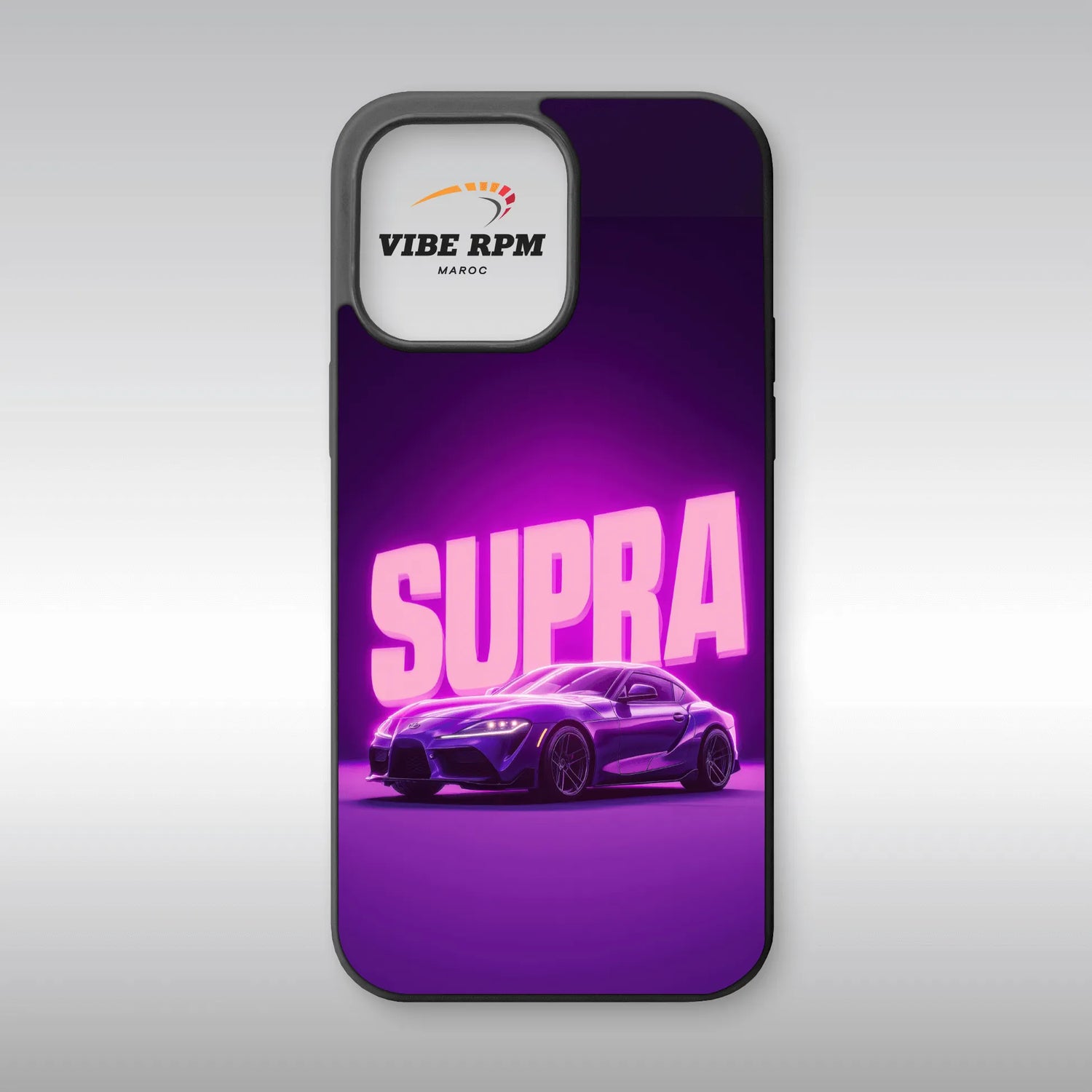 Coque téléphone Toyota Supra VibeRPM, design sportif iconique, finition mate soft-touch, silicone premium, protection anti-chocs